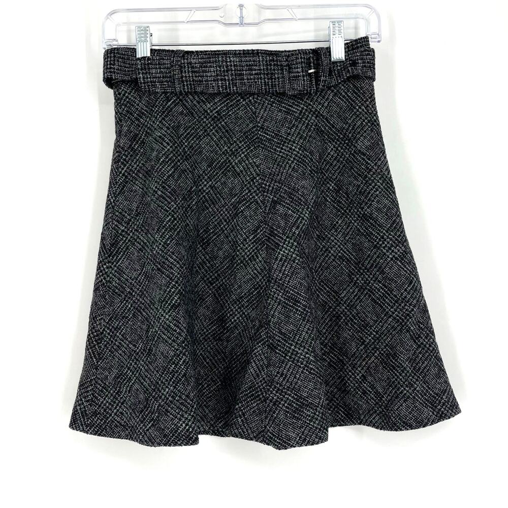 Zara Gray Tweed Skirt Size‎ XS Belted Mini A-Line